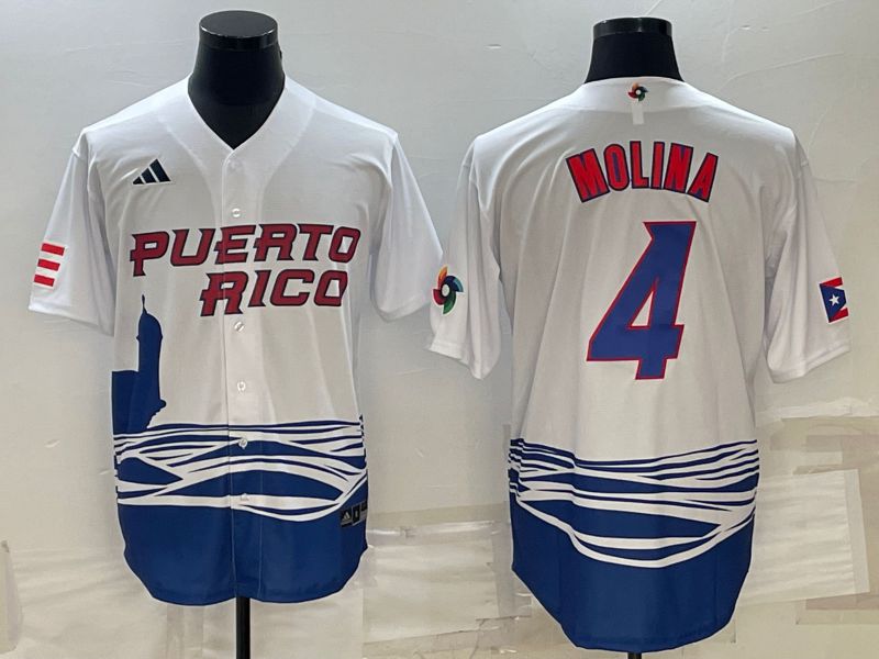 Men 2023 World Cub #4 Molina White MLB Jersey8->more jerseys->MLB Jersey